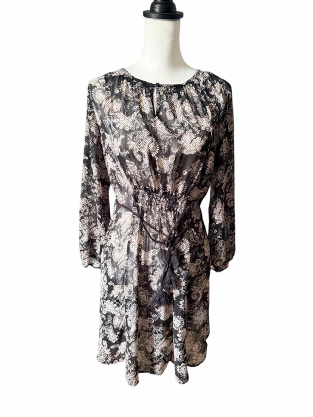 Knox Rose Black White Long Sleeve Dress Small